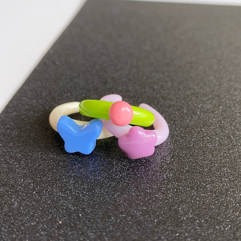 Dainty Colorful Rings - Set of 3